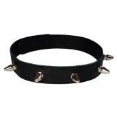 Узкий чёрный ошейник с шипами - Sitabella - купить с доставкой в Волгограде