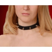 Узкий чёрный ошейник с шипами - Sitabella - купить с доставкой в Волгограде
