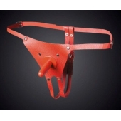Красные кожаные универсальные трусики со штырьком для насадок - Sitabella - купить с доставкой в Волгограде