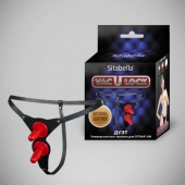 Чёрные кожаные трусики с двумя штырьками для насадок - Sitabella - купить с доставкой в Волгограде