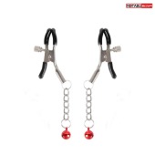 Серебристые зажимы на соски с шариками на цепочках - Notabu - купить с доставкой в Волгограде