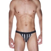 Черные мужские трусы-тонги в серебристую полоску - La Blinque купить с доставкой
