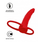 Красная насадка на пенис для двойного проникновения Black Red - 16,5 см. - ToyFa - купить с доставкой в Волгограде