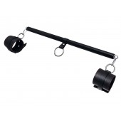 Черная распорка для ног с кожаными манжетами - Pecado - купить с доставкой в Волгограде