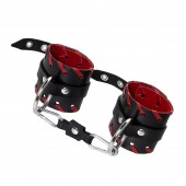 Черно-красные наручники из натуральной кожи - Pecado - купить с доставкой в Волгограде
