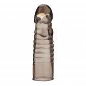 Дымчатая насадка-удлинитель Ribbed Realistic Penis Enhancing Sleeve Extension - 15,2 см. - BlueLine - в Волгограде купить с доставкой