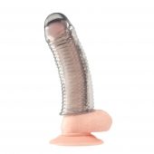 Текстурированная насадка на пенис Clear Textured Penis Enhancing Sleeve Extension - 16,5 см. - BlueLine - в Волгограде купить с доставкой