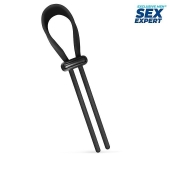 Черный ремень-лассо для усиления эрекции - Sex Expert - в Волгограде купить с доставкой