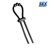 Черное эрекционное кольцо со стимулирующими бусинами - Sex Expert - в Волгограде купить с доставкой