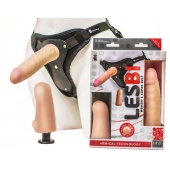 Телесный страпон Harness LESBI с вагинальной пробкой - 16,5 см. - LOVETOY (А-Полимер) - купить с доставкой в Волгограде