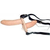 Телесный женский страпон с вагинальной пробкой Strap-On Duo - 15 см. - Orion - купить с доставкой в Волгограде