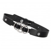 Черный кожаный ошейник со связанными кольцами - Pecado - купить с доставкой в Волгограде