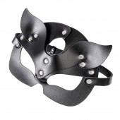 Черная кожаная рельефная маска кошки - Pecado - купить с доставкой в Волгограде