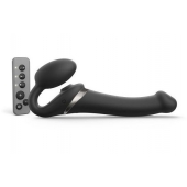 Черный безремневой страпон Multi Orgasm Size M с клиторальной стимуляцией - Strap-on-me - купить с доставкой в Волгограде