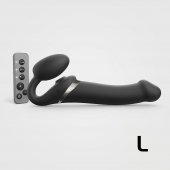 Черный безремневой страпон Multi Orgasm Size L с клиторальной стимуляцией - Strap-on-me - купить с доставкой в Волгограде