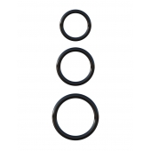 Набор из трех черных эрекционных колец Silicone 3-Ring Stamina Set - Pipedream - в Волгограде купить с доставкой