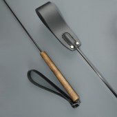 Черный кожаный стек с деревянной рукоятью - 69 см. - Sitabella - купить с доставкой в Волгограде