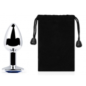 Анальное украшение BUTT PLUG  Small с синим кристаллом - 7 см. - Anal Jewelry Plug - купить с доставкой в Волгограде