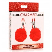 Красные зажимы на соски с помпонами Pom Pom - XR Brands - купить с доставкой в Волгограде