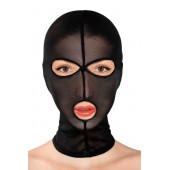 Черная сетчатая маска на голову с отверстиями для глаз и рта - Fetish Tentation - купить с доставкой в Волгограде