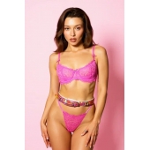 Эффектный розовый пояс из голографической эко-кожи - БДСМ Арсенал - купить с доставкой в Волгограде