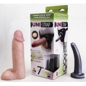Страпон-унисекс с двумя насадками UNI strap 7  Harness - 19 и 16 см. - LOVETOY (А-Полимер) - купить с доставкой в Волгограде