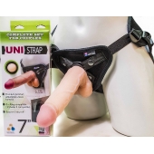 Страпон-унисекс с двумя насадками UNI strap 7  Harness - 19 и 16 см. - LOVETOY (А-Полимер) - купить с доставкой в Волгограде