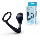 Черное эрекционное кольцо со стимулятором простаты Ringer Cock Ring   Plug - b-Vibe - в Волгограде купить с доставкой