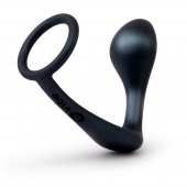 Черное эрекционное кольцо со стимулятором простаты Ringer Cock Ring   Plug - b-Vibe - в Волгограде купить с доставкой