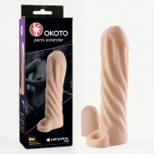 Телесная насадка-удлинитель Okoto со спиралевидным рельефом - 16 см. - Sitabella - в Волгограде купить с доставкой