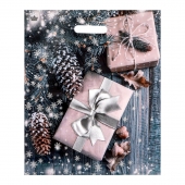 Новогодний пакет с принтом в виде подарков и вырубной ручкой (45х38 см) - Сима-Ленд - купить с доставкой в Волгограде