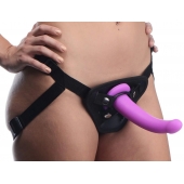 Лиловый поясной страпон Navigator Silicone G-Spot Dildo with Harness - 17,8 см. - XR Brands - купить с доставкой в Волгограде
