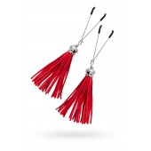 Зажимы на соски «Вилки» с красными кисточками из замши - Pecado - купить с доставкой в Волгограде