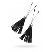 Зажимы на соски «Вилки» с черными кисточками из замши - Pecado - купить с доставкой в Волгограде