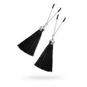 Зажимы на соски «Вилки» с черными кисточками из шелка - Pecado - купить с доставкой в Волгограде