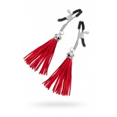 Зажимы на соски «Прищепки» с красными кисточками из замши - Pecado - купить с доставкой в Волгограде