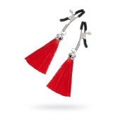 Зажимы на соски «Прищепки» с красными кисточками из шелка - Pecado - купить с доставкой в Волгограде