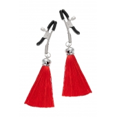 Зажимы на соски «Прищепки» с красными кисточками из шелка - Pecado - купить с доставкой в Волгограде