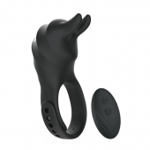Черное эрекционное кольцо Usagi с ушками и пультом ДУ - BeYourLover - в Волгограде купить с доставкой