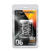 Прозрачная насадка с объёмными чёрточками STAY HARD COCK SLEEVE 06 CLEAR - Blush Novelties - в Волгограде купить с доставкой