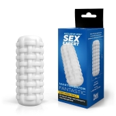 Белый стимулятор с наружным рельефом в виде рогожки - Sex Expert - в Волгограде купить с доставкой