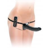 Черный страпон с вагинальной пробкой Deluxe Vibrating Penetrix Strap-On - 19 см. - Pipedream - купить с доставкой в Волгограде