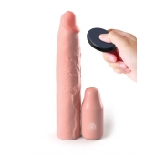 Телесная вибронасадка на член 3  Vibrating Mega X-tension with Remote - 22,9 см. - Pipedream - в Волгограде купить с доставкой