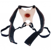 Телесный полый страпон на ремешках - 16,5 см. - Boys of Toys - купить с доставкой в Волгограде