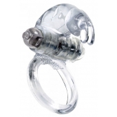 Прозрачное эрекционное виброкольцо с клиторальным зайчиком - Boys of Toys - в Волгограде купить с доставкой