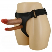 Темно-бежевый фаллопротез для двойного проникновения - 17,5 см. - Baile - купить с доставкой в Волгограде