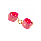 Розовые двуслойные кожаные оковы - Pecado - купить с доставкой в Волгограде