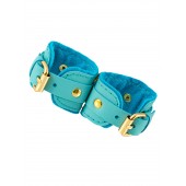 Голубые двуслойные кожаные наручники-браслеты - Pecado - купить с доставкой в Волгограде