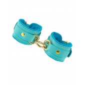 Голубые двуслойные кожаные наручники-браслеты - Pecado - купить с доставкой в Волгограде