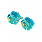 Голубые однослойные кожаные наручники - Pecado - купить с доставкой в Волгограде